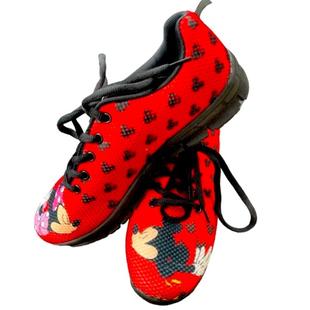 Disney Mickey and Minnie Mouse Kissing Sneakers Unisex Shoes Size 9 Women 7 Men